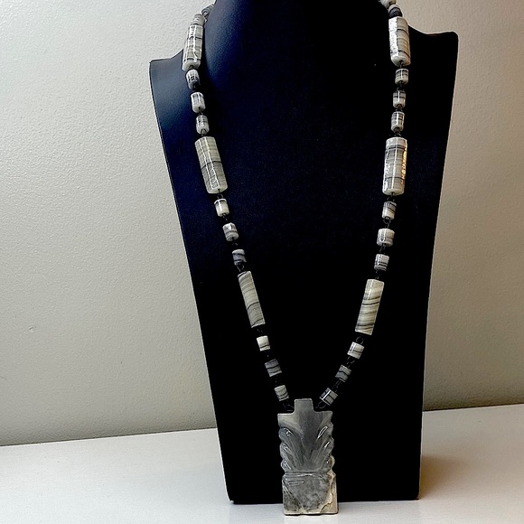 Artisan Jewelry - Mexican Grey Agate Statement Necklace